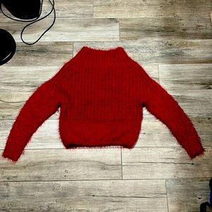 Red turtleneck sweater. XS runs big. Barley worn